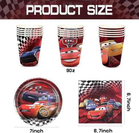 Cars Party Supplies Cars Birthday Party Favors Includes Cups Plates Napkins for Cars Birthday Baby Shower Decor in Kuwait