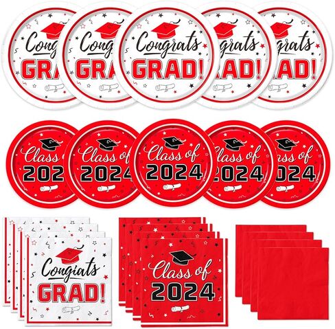 Graduation Party Supplies Kit Serves 50 - Graduation Party Maroon Class of 2024 Tableware, Disposable Dinner Plates, Dessert Plates, and Napkins for Congrats Grad Party Decorations in Kuwait