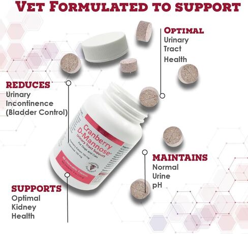 التوت البري D-مانوز لدعم المسالك البولية - مكمل لصحة المثانة للكلاب والقطط - 60 قرصًا in Kuwait