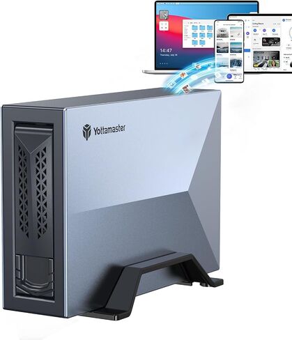 Yottamaster NAS Enclosure for 18TB 3.5" & 2.5" SATA HDD/SSD, 1 Bay Network Attached Storage, Quad Core CPU RAM DDR4, Personal Private Home Cloud, Network Hard Drive Enclosure Ethernet (Diskless) in Saudi Arabia