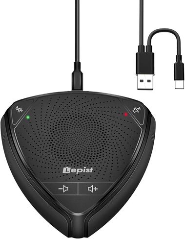 ميكروفون مؤتمر CMTECK USB، مكبر صوت للكمبيوتر المكتبي مع وظيفة كتم الصوت للبث، التقاط صوت متعدد الاتجاهات 360 درجة، مؤشر LED، مكالمات VoIP، سكايب، المقابلات، الدردشة (رمادي) in Kuwait