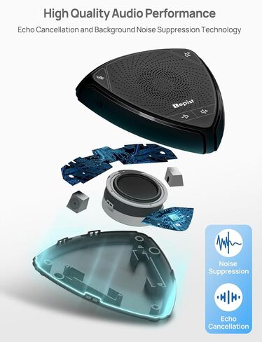 ميكروفون مؤتمر CMTECK USB، مكبر صوت للكمبيوتر المكتبي مع وظيفة كتم الصوت للبث، التقاط صوت متعدد الاتجاهات 360 درجة، مؤشر LED، مكالمات VoIP، سكايب، المقابلات، الدردشة (رمادي) in Kuwait