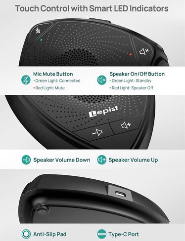 ميكروفون مؤتمر CMTECK USB، مكبر صوت للكمبيوتر المكتبي مع وظيفة كتم الصوت للبث، التقاط صوت متعدد الاتجاهات 360 درجة، مؤشر LED، مكالمات VoIP، سكايب، المقابلات، الدردشة (رمادي) in Kuwait