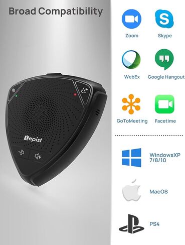 ميكروفون مؤتمر CMTECK USB، مكبر صوت للكمبيوتر المكتبي مع وظيفة كتم الصوت للبث، التقاط صوت متعدد الاتجاهات 360 درجة، مؤشر LED، مكالمات VoIP، سكايب، المقابلات، الدردشة (رمادي) in Kuwait