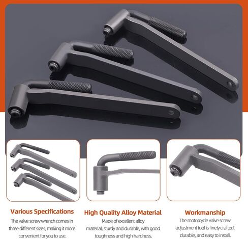 Tanstic 4Pcs Valve Adjusting Tool Kit, Motorcycle Scooter Valve Tool, Engine Valve Screw Repair Wrench, Valve Tappet Adjusting Square Hexagonal Hole Tool with Straight Offset Feeler Gauge Set in Kuwait
