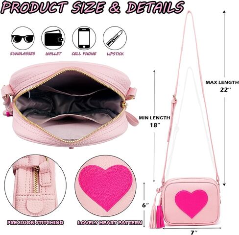 Little Girls Crossbody Heart Purse & Heart Shaped Sunglasses, Christmas Birthday New Year Gifts for Kids Women in Kuwait