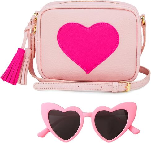 Little Girls Crossbody Heart Purse & Heart Shaped Sunglasses, Christmas Birthday New Year Gifts for Kids Women in Kuwait