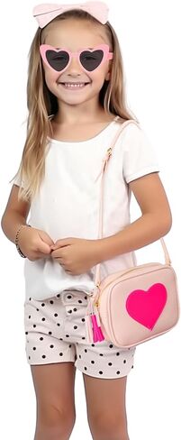 Little Girls Crossbody Heart Purse & Heart Shaped Sunglasses, Christmas Birthday New Year Gifts for Kids Women in Kuwait