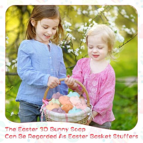 8 Pcs Easter Soap Easter Bunny Glycerin Soap Handmade Natural 3D Sculptured Luxurious Rabbit Bath Soaps Bar Decorative Easter Basket Gift for Women Men Kids, 8 Colors in Saudi Arabia