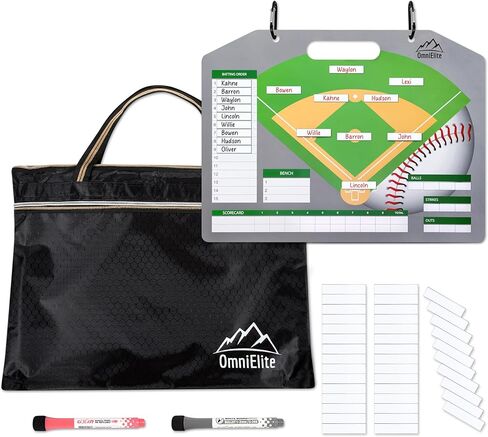 Baseball Lineup Board for Dugout | Magnetic Baseball Lineup Board | Softball Lineup Board for Dugout | Dugout Organizer includes 40 Magnets & Water-Resistant Carrying Bag for Storage and Transport in Saudi Arabia