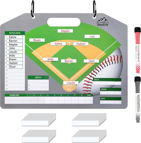 Baseball Lineup Board for Dugout | Magnetic Baseball Lineup Board | Softball Lineup Board for Dugout | Dugout Organizer includes 40 Magnets & Water-Resistant Carrying Bag for Storage and Transport in Saudi Arabia