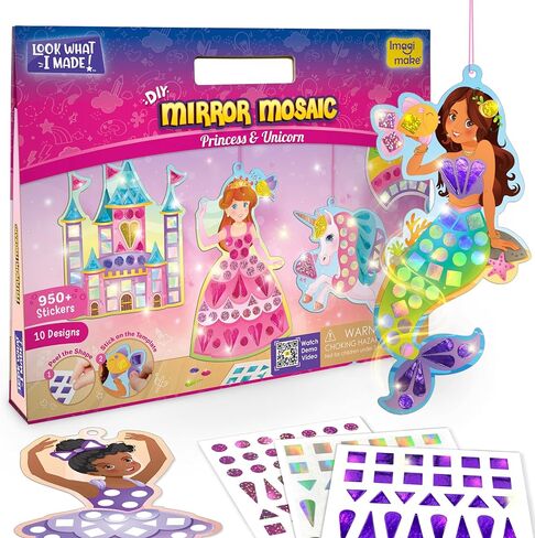 Imagimake Mirror Mosaic Princess & Unicorn Kids Art Set | DIY Craft Kit | Foil Stickers for Kids | Birthday Gift for Girls and Boys Ages 3,4,5,6,7,8 | Easter Gifts for Kids | Easter Toys in Kuwait
