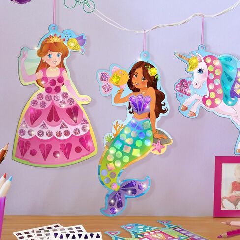 Imagimake Mirror Mosaic Princess & Unicorn Kids Art Set | DIY Craft Kit | Foil Stickers for Kids | Birthday Gift for Girls and Boys Ages 3,4,5,6,7,8 | Easter Gifts for Kids | Easter Toys in Kuwait