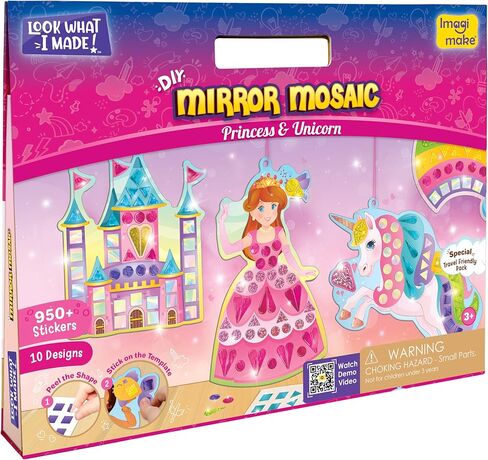 Imagimake Mirror Mosaic Princess & Unicorn Kids Art Set | DIY Craft Kit | Foil Stickers for Kids | Birthday Gift for Girls and Boys Ages 3,4,5,6,7,8 | Easter Gifts for Kids | Easter Toys in Kuwait