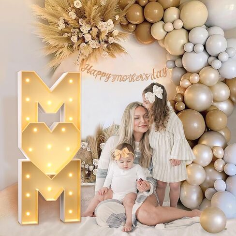 Mothers Day Decorations, 4FT Marquee Light Up Letters, Decorative LED Marquee Letter Lights, DIY Large Marquee Heart Letters Sign for Mother's Day Party, Mother Birthday Party Favors in Saudi Arabia