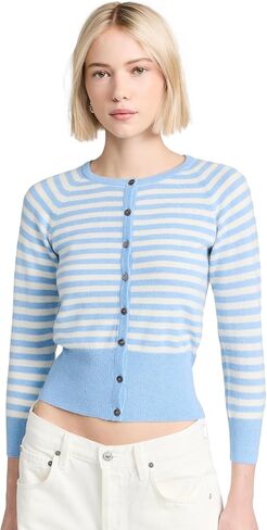 Women's Stripe Shrunken Cashmere Cardigan in Saudi Arabia