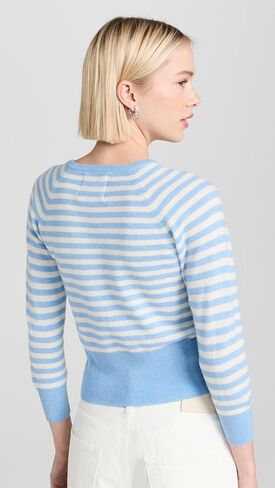 Women's Stripe Shrunken Cashmere Cardigan in Saudi Arabia