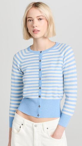 Women's Stripe Shrunken Cashmere Cardigan in Saudi Arabia