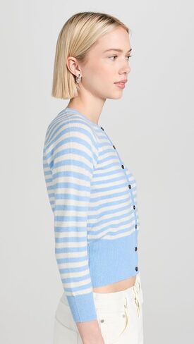 Women's Stripe Shrunken Cashmere Cardigan in Saudi Arabia