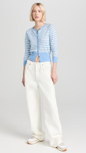 Women's Stripe Shrunken Cashmere Cardigan in Saudi Arabia