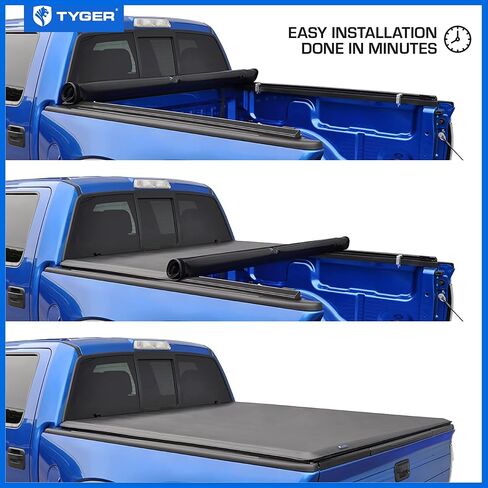 Tyger Auto T1 Soft Roll Up Truck Bed Tonneau Cover Compatible with 2004-2012 Chevy Colorado / GMC Canyon; 2006-2008 Isuzu I350 | Fleetside 5'1" Bed (61") | TG-BC1C9001 , Black in Saudi Arabia