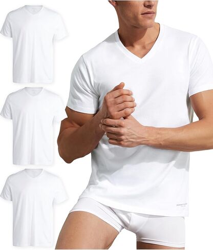 Kenneth Cole Men's Undershirt - 100% Cotton Short Sleeve T-Shirt - 3 Pack Plain White T-Shirt for Men, Crewneck/V-Neck (S-XL) in Saudi Arabia