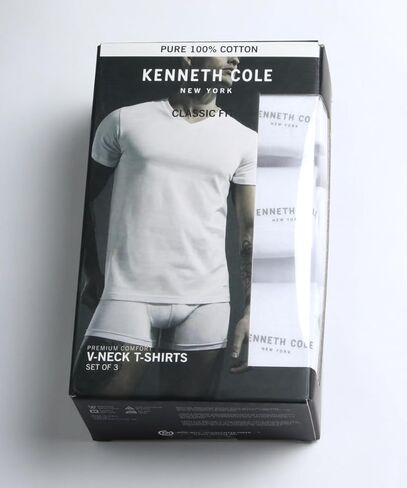 Kenneth Cole Men's Undershirt - 100% Cotton Short Sleeve T-Shirt - 3 Pack Plain White T-Shirt for Men, Crewneck/V-Neck (S-XL) in Saudi Arabia
