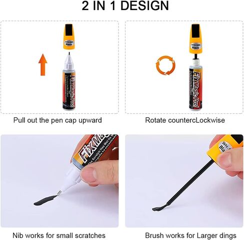 طلاء أسود لإصلاح خدوش السيارات، مزيل خدوش طلاء السيارات سريع وسهل، قلم طلاء السيارة ثنائي في واحد للمركبات، 0.4oz in Kuwait