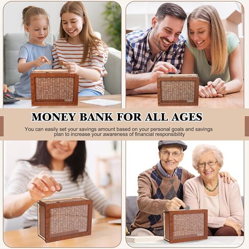 Wooden Money Box with Money Target and Numbers with Counter Crafts, Portable Money Saving Box, Cash Saver Box with Marker Pen, Storage Case Money Saving Box For 10000 Dollar in Kuwait