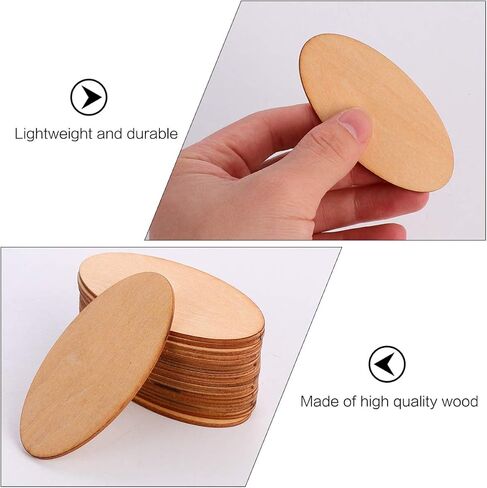 40pcs Unfinished Wood Cutouts Oval Wood Shapes Pieces Wood Discs Slices for DIY Craft Wedding Christmas Hanging Ornaments Tag in Saudi Arabia