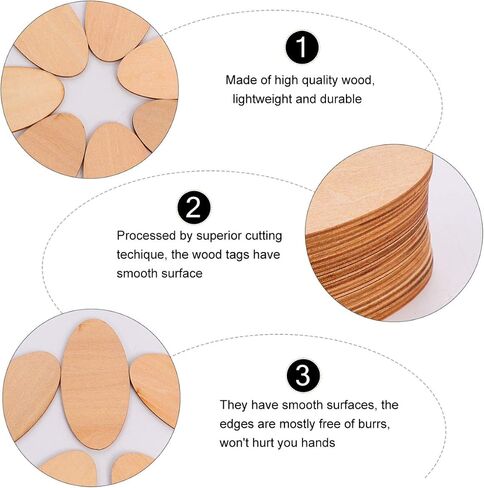 40pcs Unfinished Wood Cutouts Oval Wood Shapes Pieces Wood Discs Slices for DIY Craft Wedding Christmas Hanging Ornaments Tag in Saudi Arabia