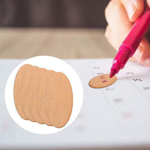 40pcs Unfinished Wood Cutouts Oval Wood Shapes Pieces Wood Discs Slices for DIY Craft Wedding Christmas Hanging Ornaments Tag in Saudi Arabia