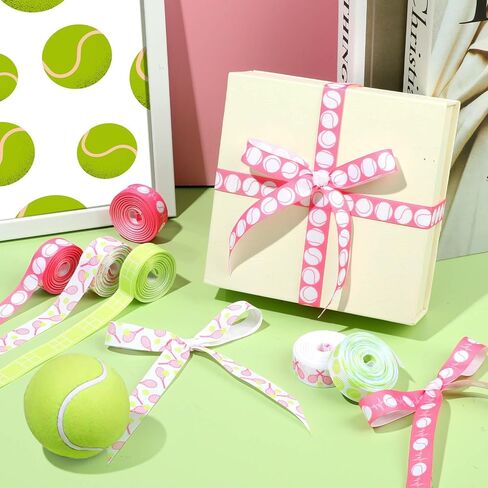 6 لفات 30 ياردة شرائط تنس ، 5/8 '' تنس جروس غرين شرائط الوردي الأخضر الشريط الحرف الزخرفي للهدية أقواس الشعر القوس الزهور الصنع الحزب ديكور. in Kuwait