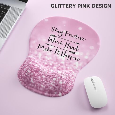 Ergonomic Mouse Pad with Wrist Rest,Cute Gel Mousepad Wrist Support - Small Mini Portable for Travel Mouse Pads for Desk Laptop,Computer,Office & Home Decor (Pink&Light Pink) in Kuwait