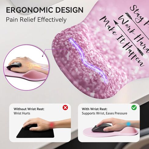 Ergonomic Mouse Pad with Wrist Rest,Cute Gel Mousepad Wrist Support - Small Mini Portable for Travel Mouse Pads for Desk Laptop,Computer,Office & Home Decor (Pink&Light Pink) in Kuwait