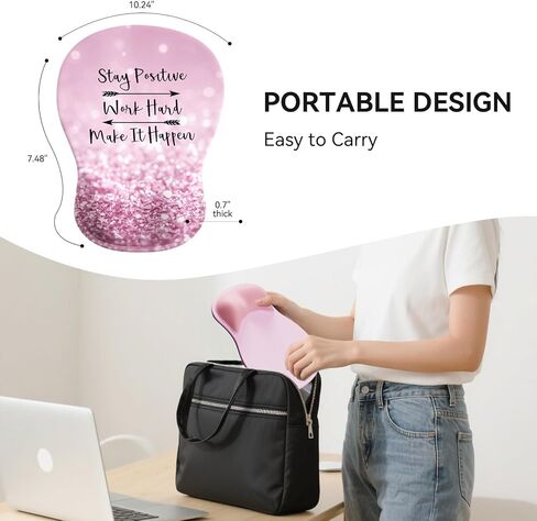 Ergonomic Mouse Pad with Wrist Rest,Cute Gel Mousepad Wrist Support - Small Mini Portable for Travel Mouse Pads for Desk Laptop,Computer,Office & Home Decor (Pink&Light Pink) in Kuwait