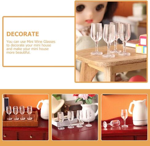 Doll House Goblet 20pcs Miniature Goblet Model, Dollhouse Wine Glasses, Miniatures Glasses, Miniature Wine Glasses, Glasses Drinking Cups Model for Dollhouse Decoration DIY Craft in Saudi Arabia