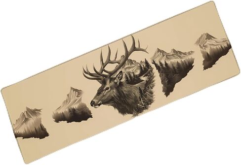 Elk and Mountain Extra Gaming Gaming Mouse Pad ، Desk Mat ، قاعدة مطاطية غير قابلة للانزلاق ، موسيباد للمدرسة ، العمل ، هدايا ديكور الإكسسوارات المنزلية 31.5 "× 11.8" in Kuwait