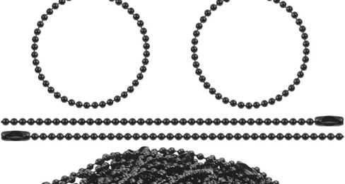 Viujuh 150 PCS 100mm 4 "سلسلة حبة مع مشبك موصل الكرة - 2.4 ملم حلقات مفاتيح سلسلة الكلب المعدنية نيكل الكلب (أسود) in Kuwait