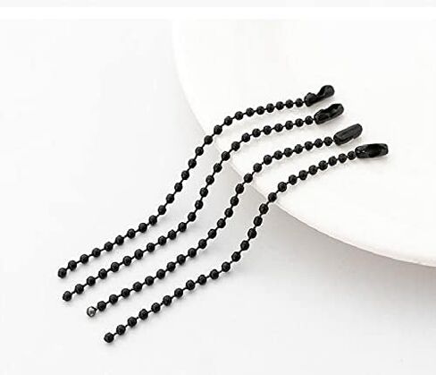 Viujuh 150 PCS 100mm 4 "سلسلة حبة مع مشبك موصل الكرة - 2.4 ملم حلقات مفاتيح سلسلة الكلب المعدنية نيكل الكلب (أسود) in Kuwait
