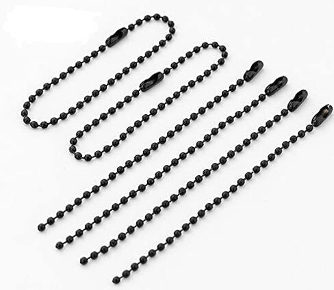 Viujuh 150 PCS 100mm 4 "سلسلة حبة مع مشبك موصل الكرة - 2.4 ملم حلقات مفاتيح سلسلة الكلب المعدنية نيكل الكلب (أسود) in Kuwait