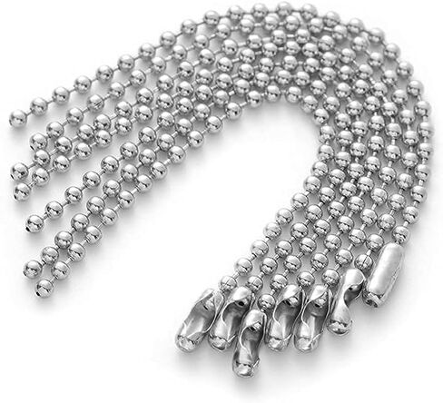 Viujuh 150 PCS 100mm 4 "سلسلة حبة مع مشبك موصل الكرة - 2.4 ملم حلقات مفاتيح سلسلة الكلب المعدنية نيكل الكلب (أسود) in Kuwait