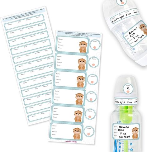 Mabel’s Labels Baby Bottle Labels – 24 Customizable Write-and-Wipe Name Labels for Daycare, Milk Storage & Bottles – Reusable, Dishwasher, Sterilizer & Microwave Safe in Saudi Arabia