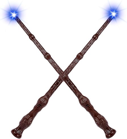 Light Up Wizard Magic Wands with Sound 2PCS Illuminating Witch Wand Set for Kids Cosplay Birthday Party Favors, Root in Saudi Arabia