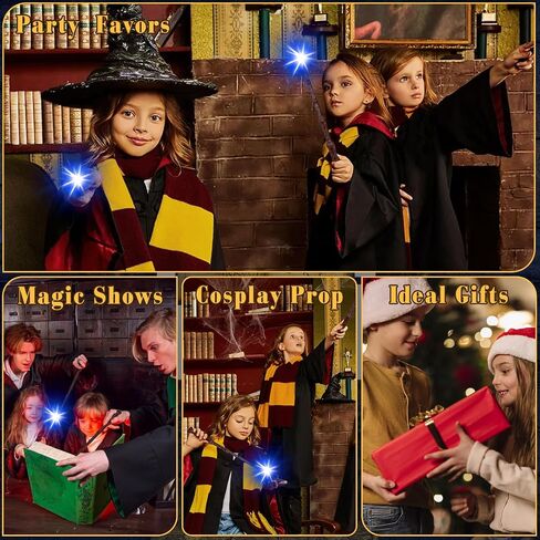 Light Up Wizard Magic Wands with Sound 2PCS Illuminating Witch Wand Set for Kids Cosplay Birthday Party Favors, Root in Saudi Arabia