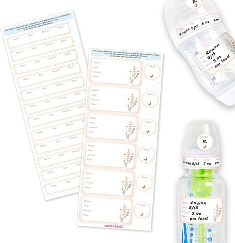 Mabel’s Labels Baby Bottle Labels – 24 Customizable Write-and-Wipe Name Labels for Daycare, Milk Storage & Bottles – Reusable, Dishwasher, Sterilizer & Microwave Safe in Saudi Arabia