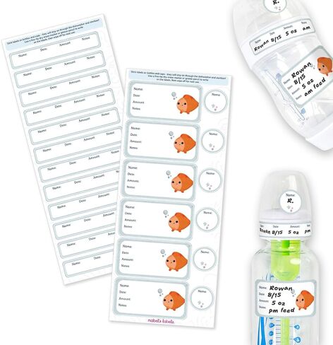 Mabel’s Labels Baby Bottle Labels – 24 Customizable Write-and-Wipe Name Labels for Daycare, Milk Storage & Bottles – Reusable, Dishwasher, Sterilizer & Microwave Safe in Saudi Arabia