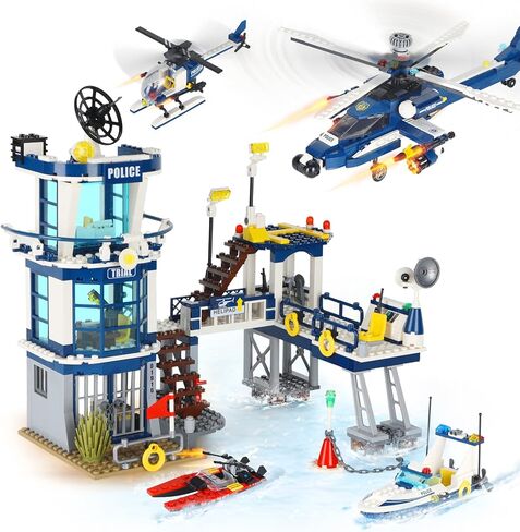 مجموعات بناء مركز شرطة المدينة STEM، متوافقة مع سيارة شرطة ليغو، وسيارة اللصوص، وطائرة المراقبة بدون طيار، طقم بناء للأطفال، 699 قطعة أفضل هدية لـ 6 7 8 9 10 أولاد in Kuwait