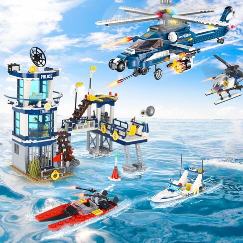 مجموعات بناء مركز شرطة المدينة STEM، متوافقة مع سيارة شرطة ليغو، وسيارة اللصوص، وطائرة المراقبة بدون طيار، طقم بناء للأطفال، 699 قطعة أفضل هدية لـ 6 7 8 9 10 أولاد in Kuwait