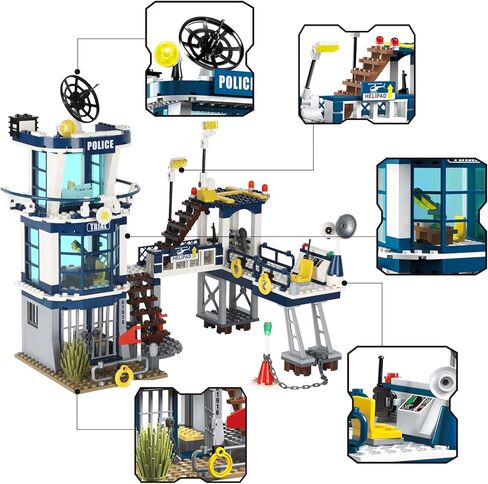 مجموعات بناء مركز شرطة المدينة STEM، متوافقة مع سيارة شرطة ليغو، وسيارة اللصوص، وطائرة المراقبة بدون طيار، طقم بناء للأطفال، 699 قطعة أفضل هدية لـ 6 7 8 9 10 أولاد in Kuwait